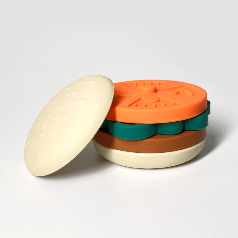 PETIKIDS - Vente Jouet classique – enfant - Jouet d'éveil en silicone : le Burger Empilable2