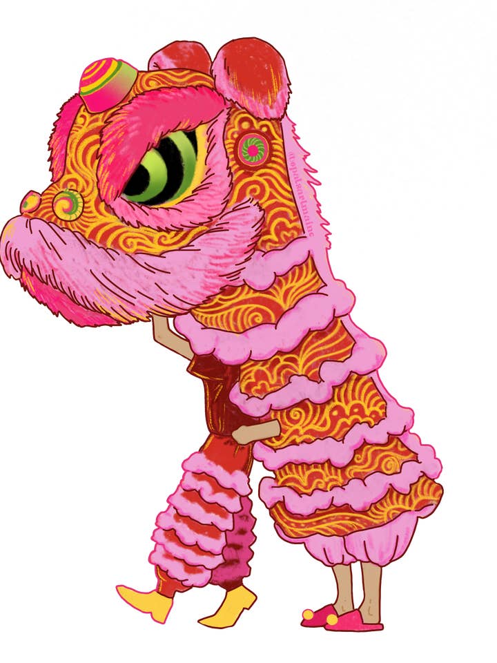 Dancing Lion Sticker for wholesale by Opal's Art