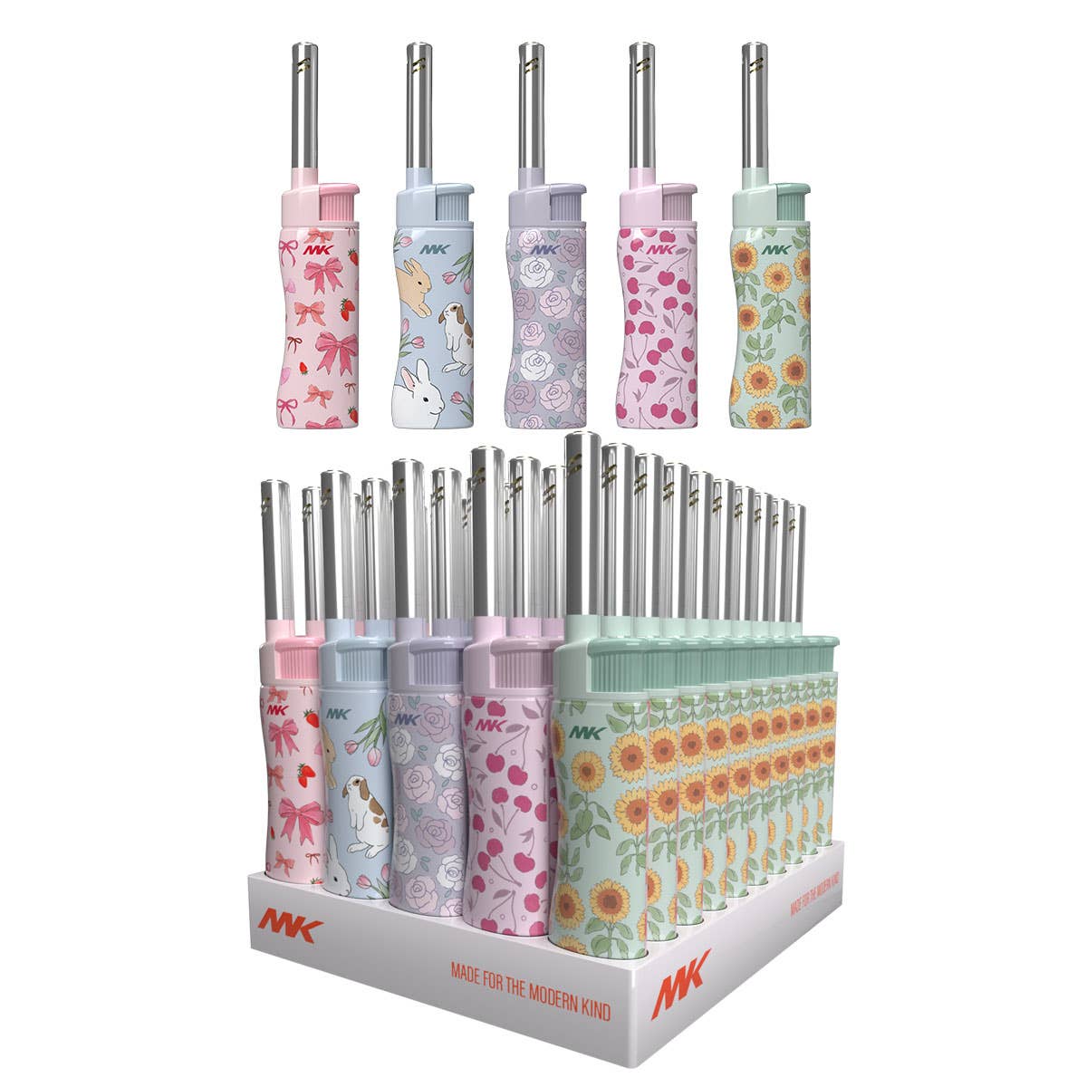 MK Lighter Company - Vendita all'ingrosso Accendini - MK Lighter Company Set di 50 Accendini con Fiamma Antivento, Serie Charm1