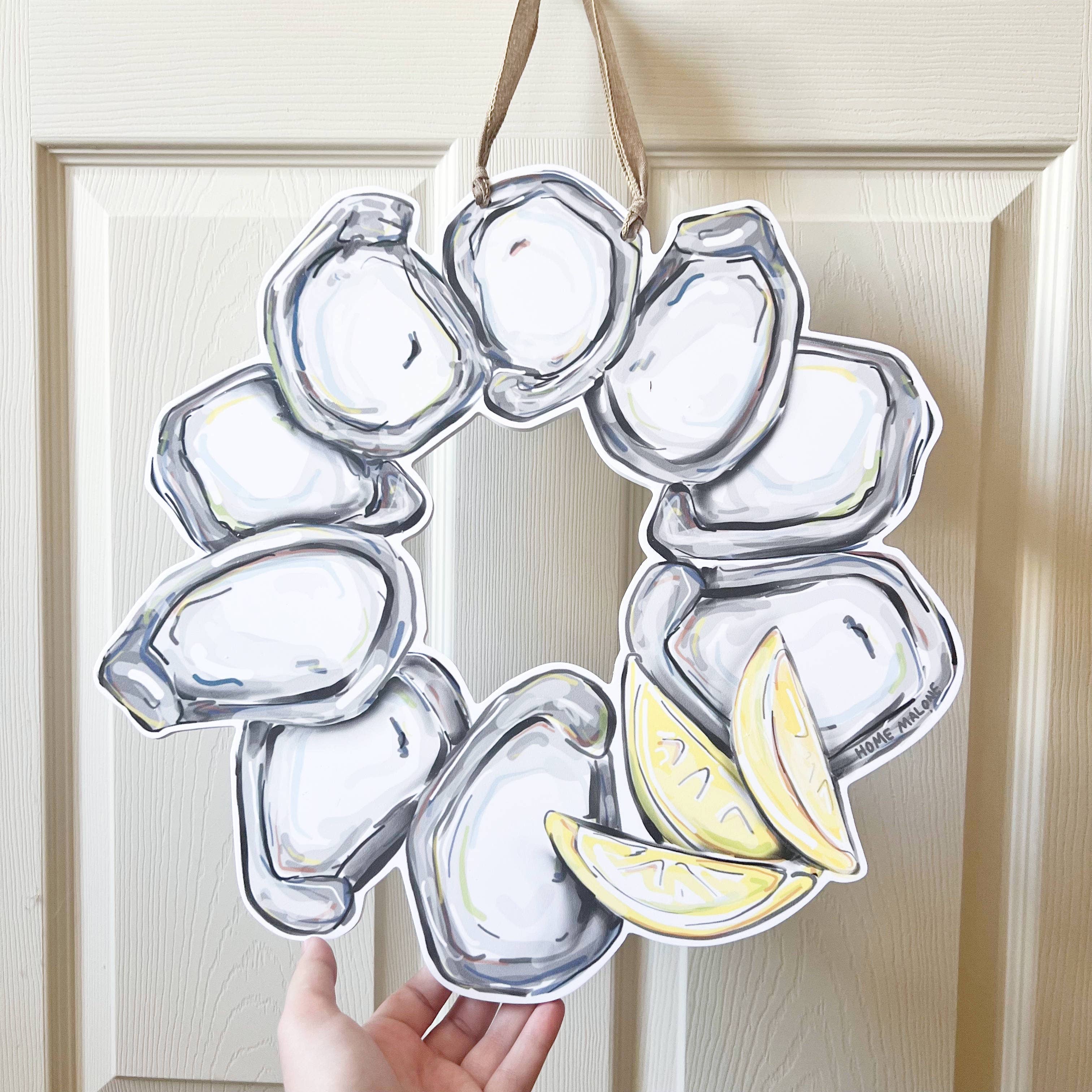 Home Malone - Wholesale Door Hanger - Oyster Wreath Door Hanger - Coastal Seafood Outdoor Decor1