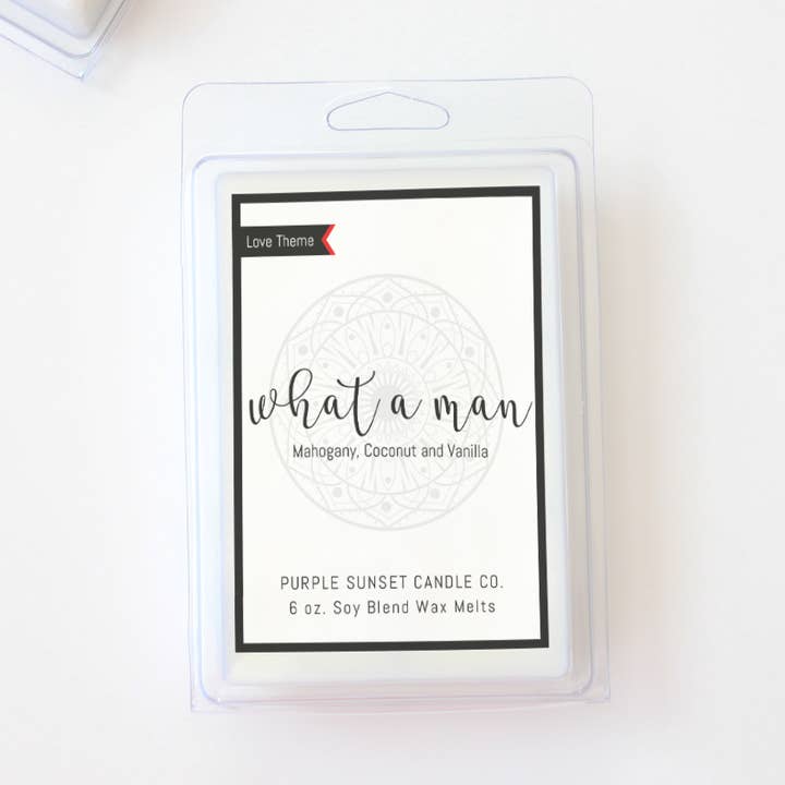 What a Man Wax Melt for wholesale by Purple Sunset Candle Company