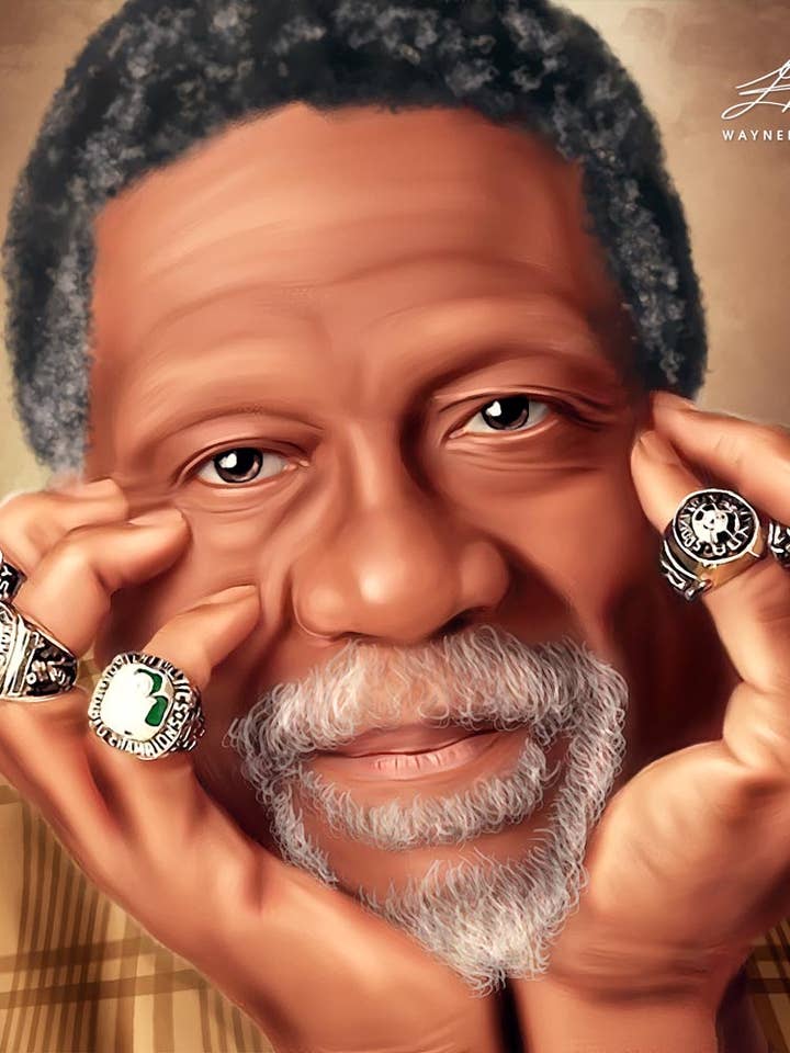 Bill Russell Digitales Ölgemälde von Wayne Flint für den Großhandel von Wayne Flint Digital Portraits