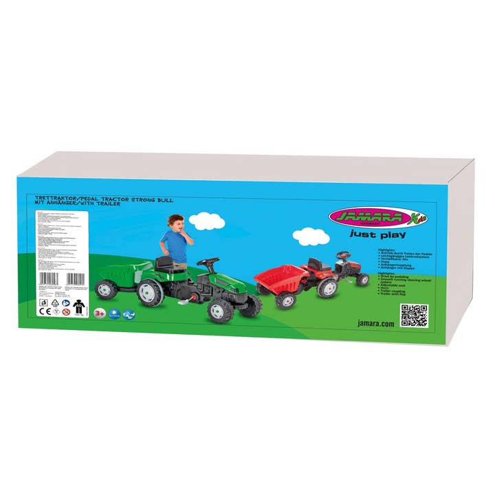 mhw24 - Venta al por mayor Coches/camiones de juguete - Niños - Tractor de pedales Strong Bull Green con remolque