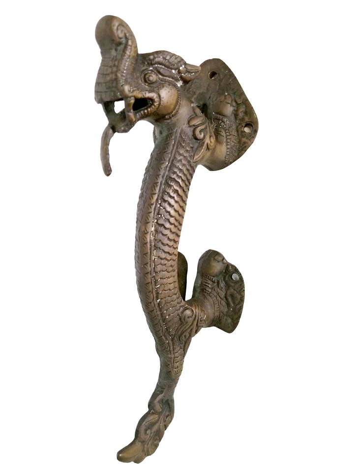 Dragon messing deurklink voor wholesale door Yak & Yeti