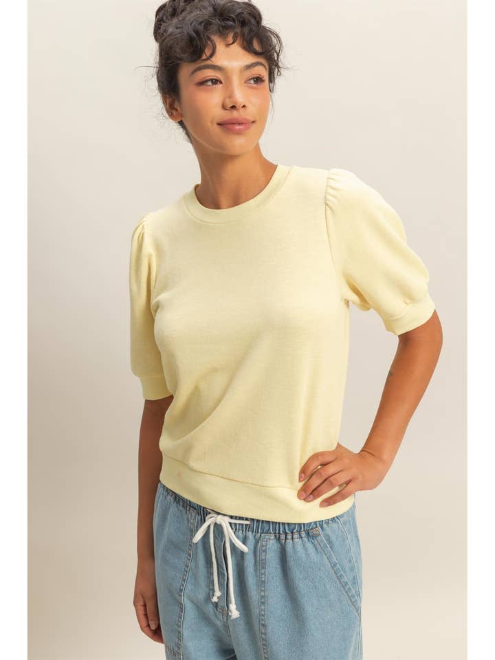 Puff Short Sleeve Crew Neck Top for wholesale by HYFVE