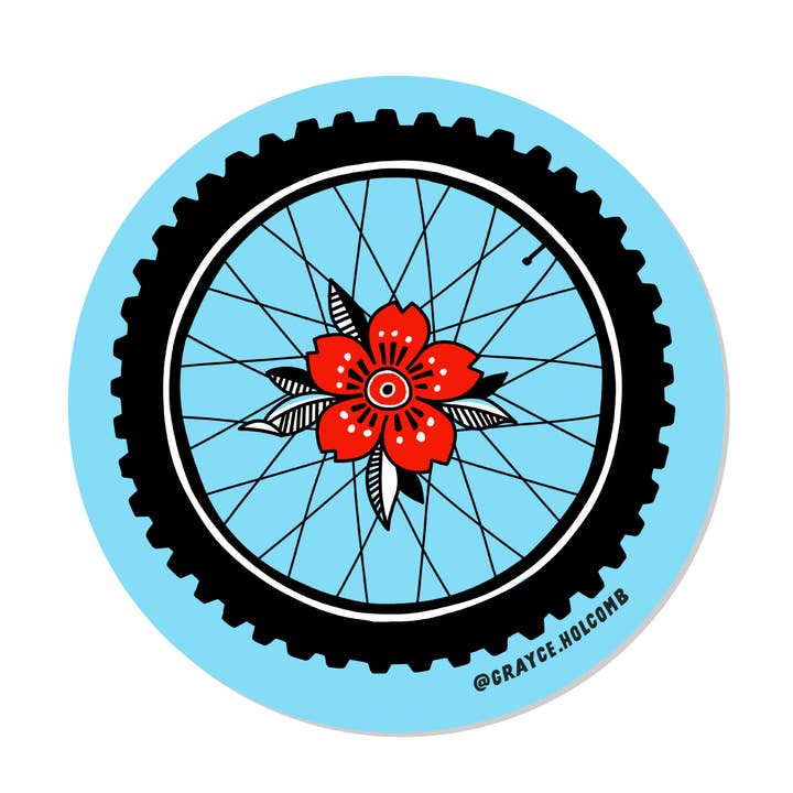 Cykelhjulsblomklistermärke för wholesale av Grayce Wylder Creative Co