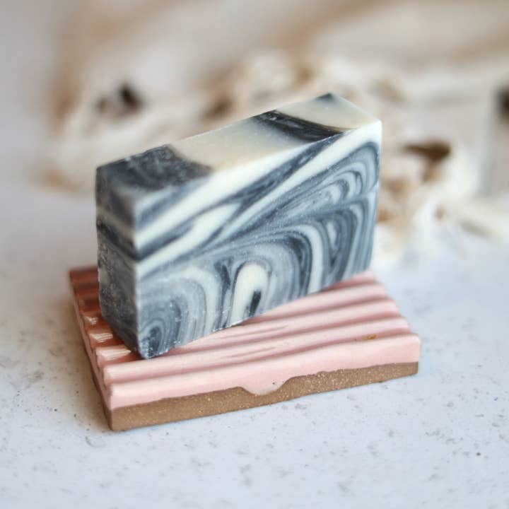 Soap Dish | Blush Pink | handmade pottery for wholesale by Gravesco Pottery