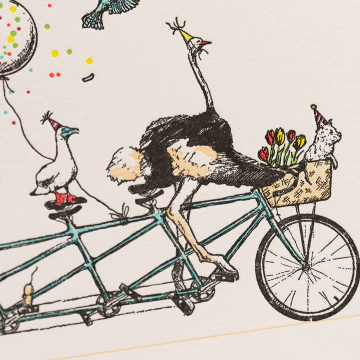 Porchlight Press Letterpress - Wholesale Birthday Card - Tandem Bike Party Card2
