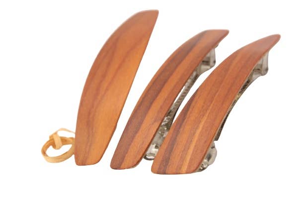 wooden hair clip, normal size (83mm), “wild apple” for wholesale by Holzkunstwerkstatt