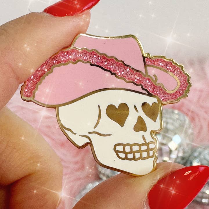Cowgirl Skull Enamel Pin for wholesale by Wildflower + Co.