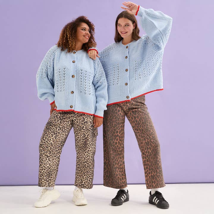 Cara & The Sky - Wholesale Cardigan - Women's - Brigit Pointelle Stitch Balloon Sleeve Cardigan - Blue13