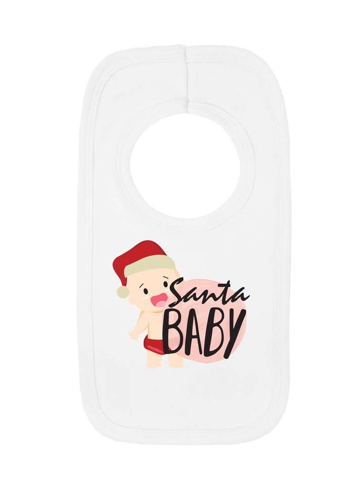 Bavoir à manches courtes Santa Baby Funny Baby Christmas pour la vente par Little Ratbag