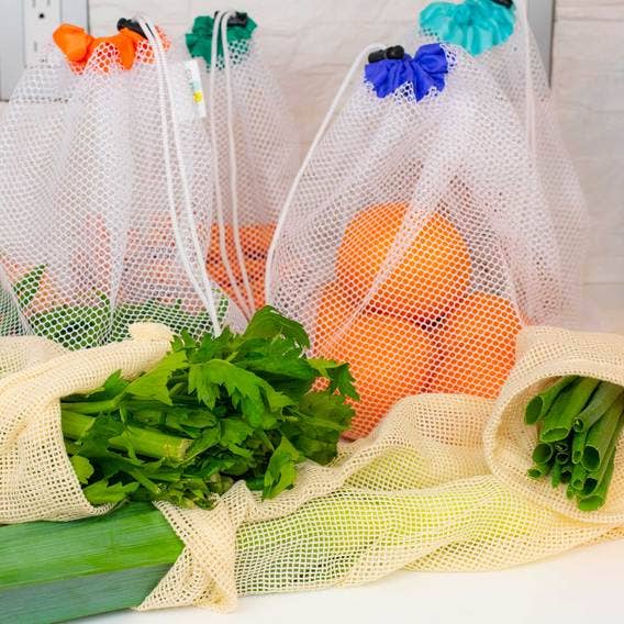 GreenWave – Saco de mercearia/compras por atacado – Sacos reutilizáveis de algodão orgânico e malha para armazenamento de alimentos7