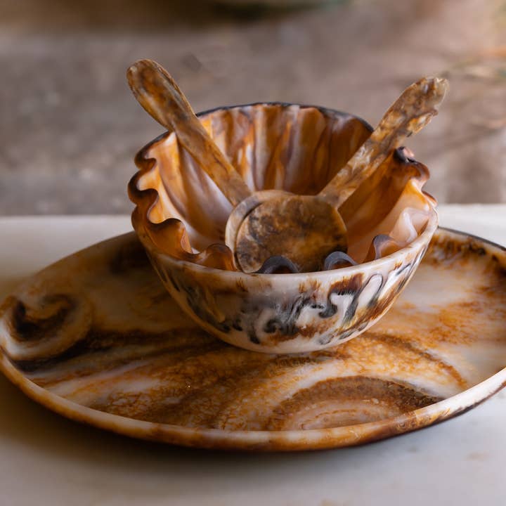 Tortoiseshell Salad Servers Set of 2 for wholesale on Faire