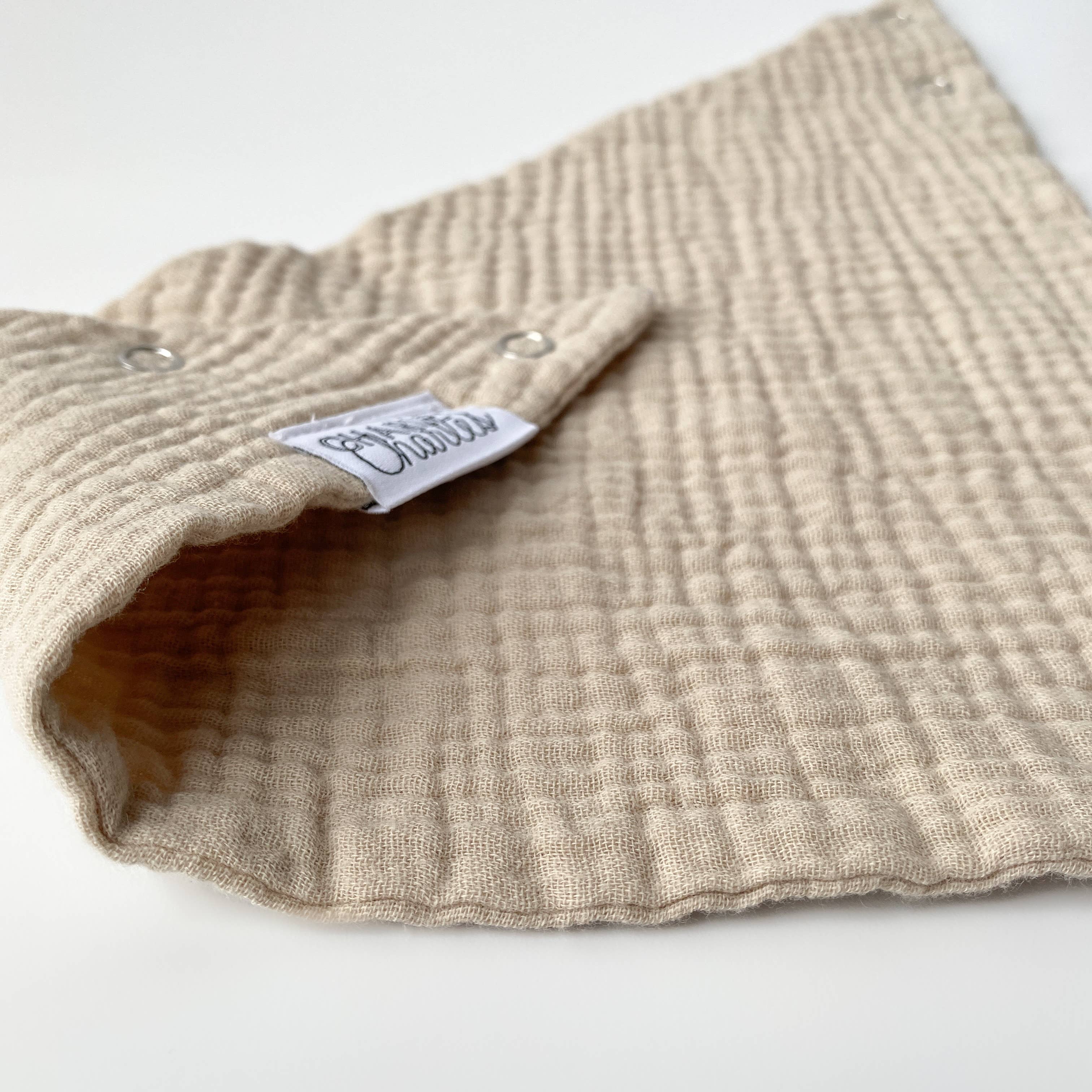 Charley Charles - Wholesale Bandana Bib - LIGHT TAN Lightweight Cotton Gauze Baby Bandana Bib2