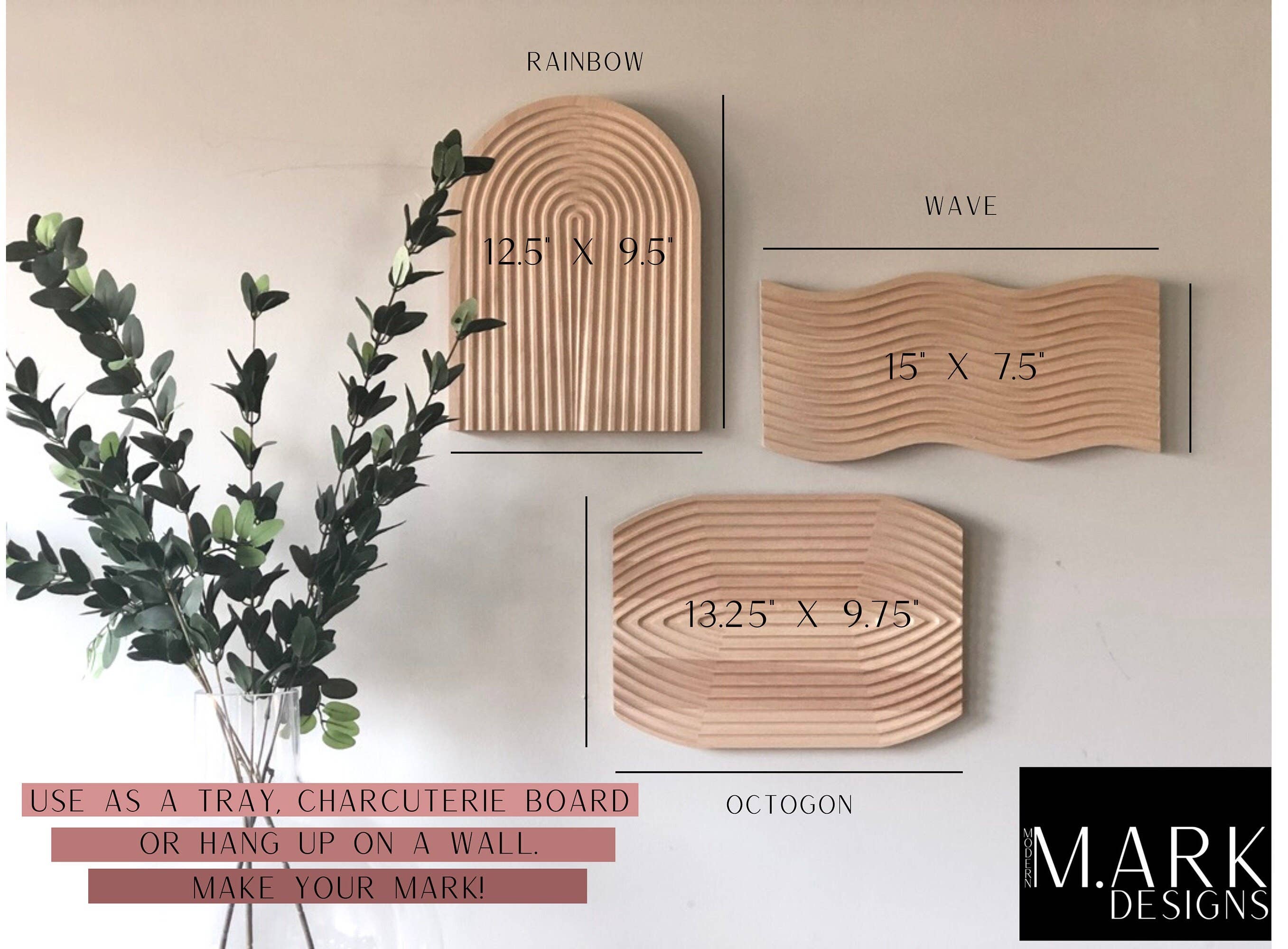 Modern Ark Designs - Vente Plateaux de service - Plateau de service en bois ondulé ondulé pour charcuterie en bois5