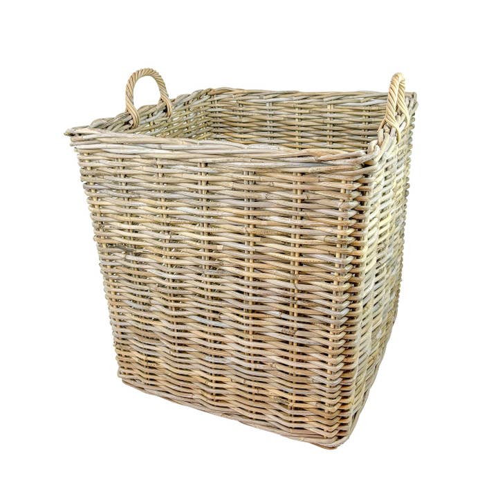 Grey Set of 2 Square Rattan Baskets for wholesale on Faire3