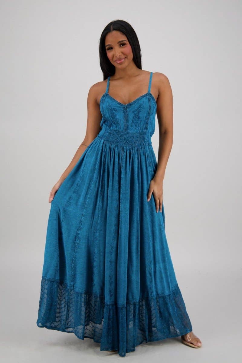 Advance Apparels - Wholesale Dress - Women's - Sheer Hem Smocked Maxi Dress ADL-253246