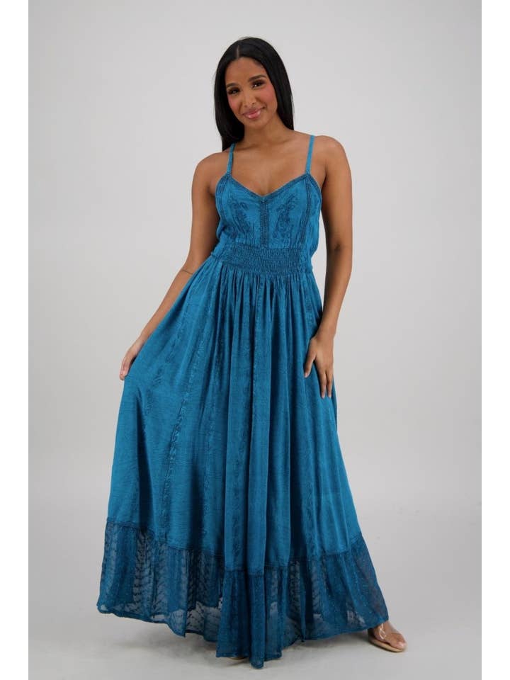 Advance Apparels - Wholesale Dress - Women's - Sheer Hem Smocked Maxi Dress ADL-253246