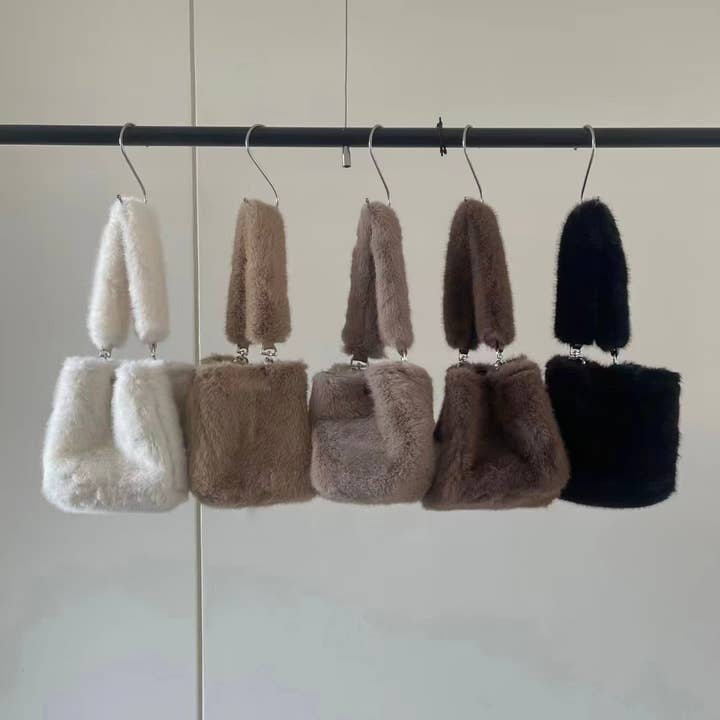 P24080 Small Faux Fur Crossbody Tote Bag for wholesale by Pretty Persuasions