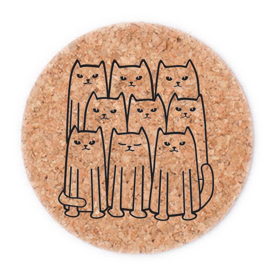Counter Couture - Wholesale Coasters - Cat Cork Coasters | Sustainable Cork 1