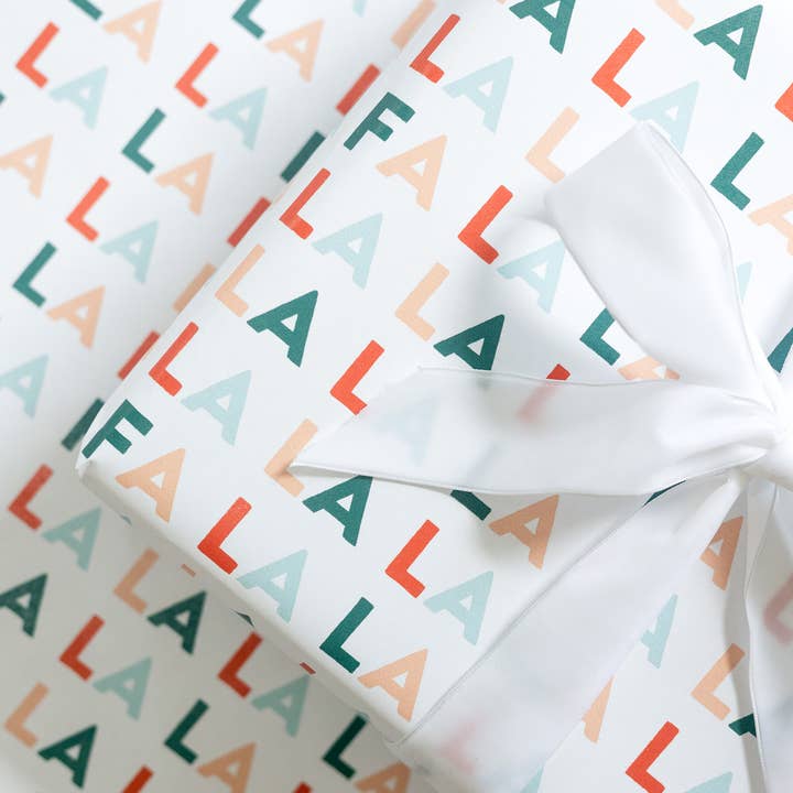 Joy Paper Co. - Wholesale Wrapping Paper Roll - FA LA LA Lettered Wrapping Paper Continuous Roll3