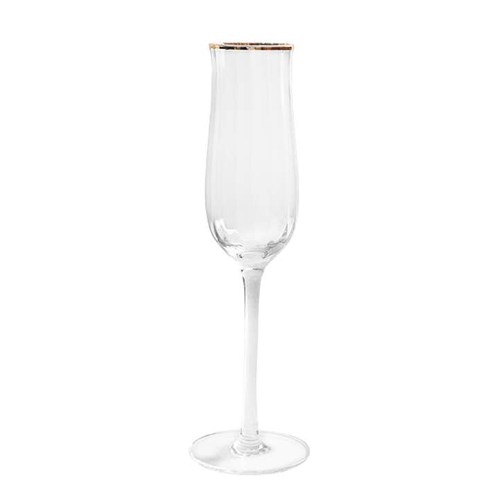 TUTU Home - Wholesale Champagne flute - “Petal” Champagne Flute Crystal Glass with Gold Rim