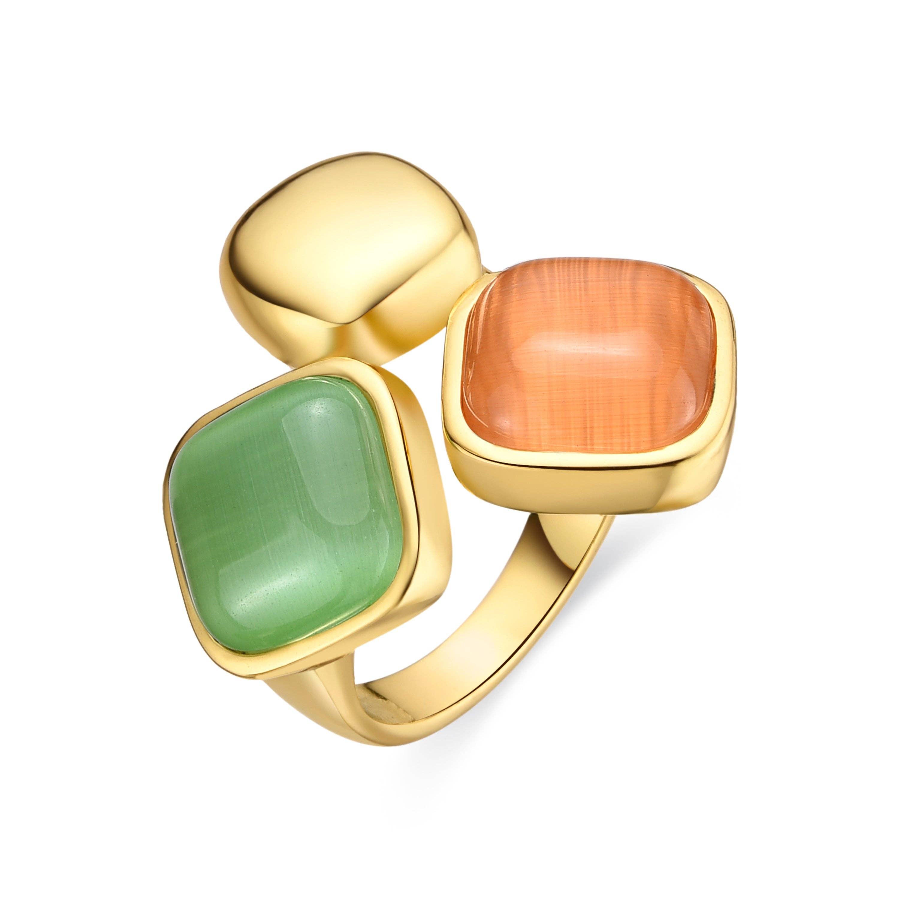 Luxenter - Vente Bague de cocktail/de cérémonie - Bague avec Œil de Chat Multicolore finition or 18k - Shureo0