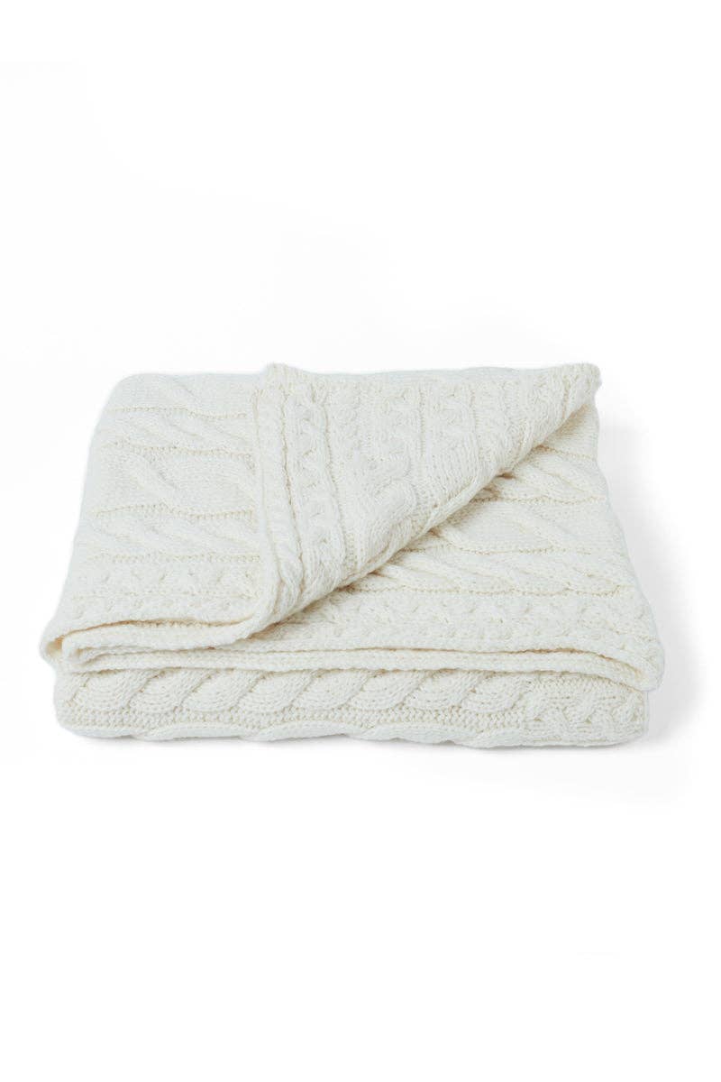 Aran Woollen Mills - Wholesale Throw Blanket - Silver Strand Supersoft Aran Cable Throw - Cream3