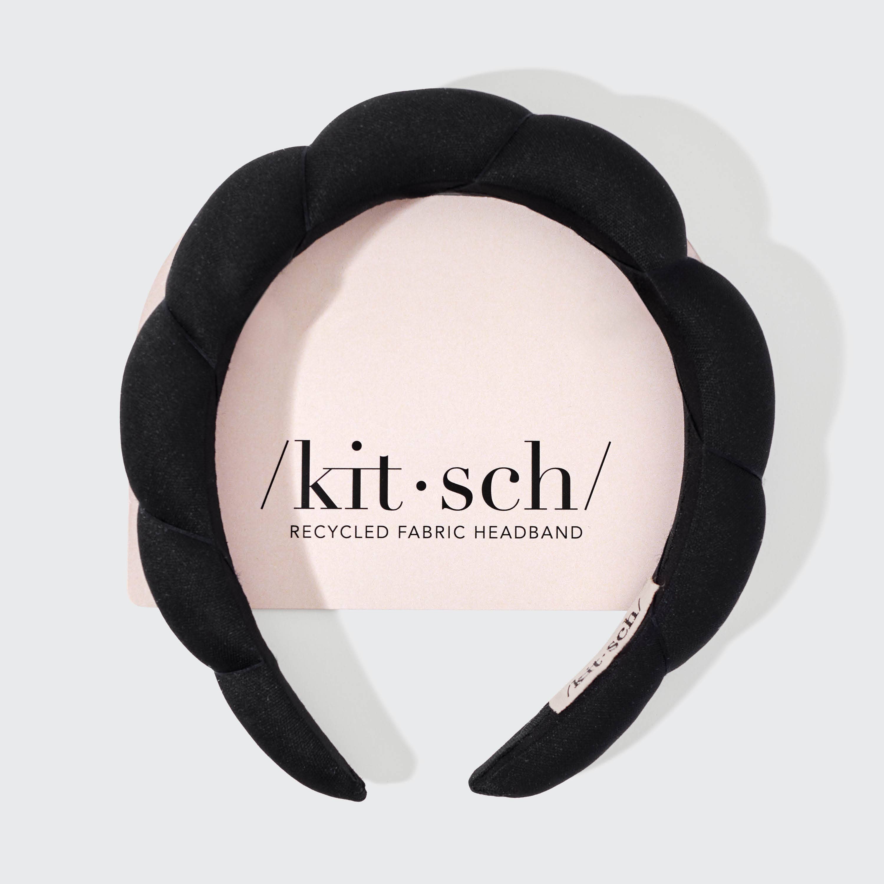 KITSCH - Wholesale Fashion Headband - Women's - Recycled Fabric Puffy Headband 1pc- Black6