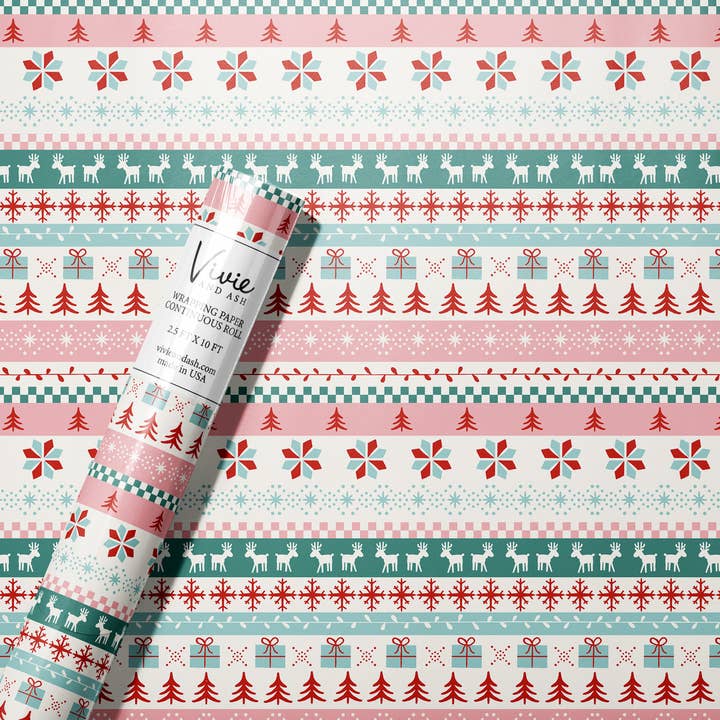 Vivie and Ash – Großhandel Geschenkpapierrolle – Geschenkpapierrolle „Christmas Fair Isle“
