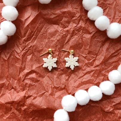 Snowflake Polymer Clay Earrings for wholesale by Honey Dijon