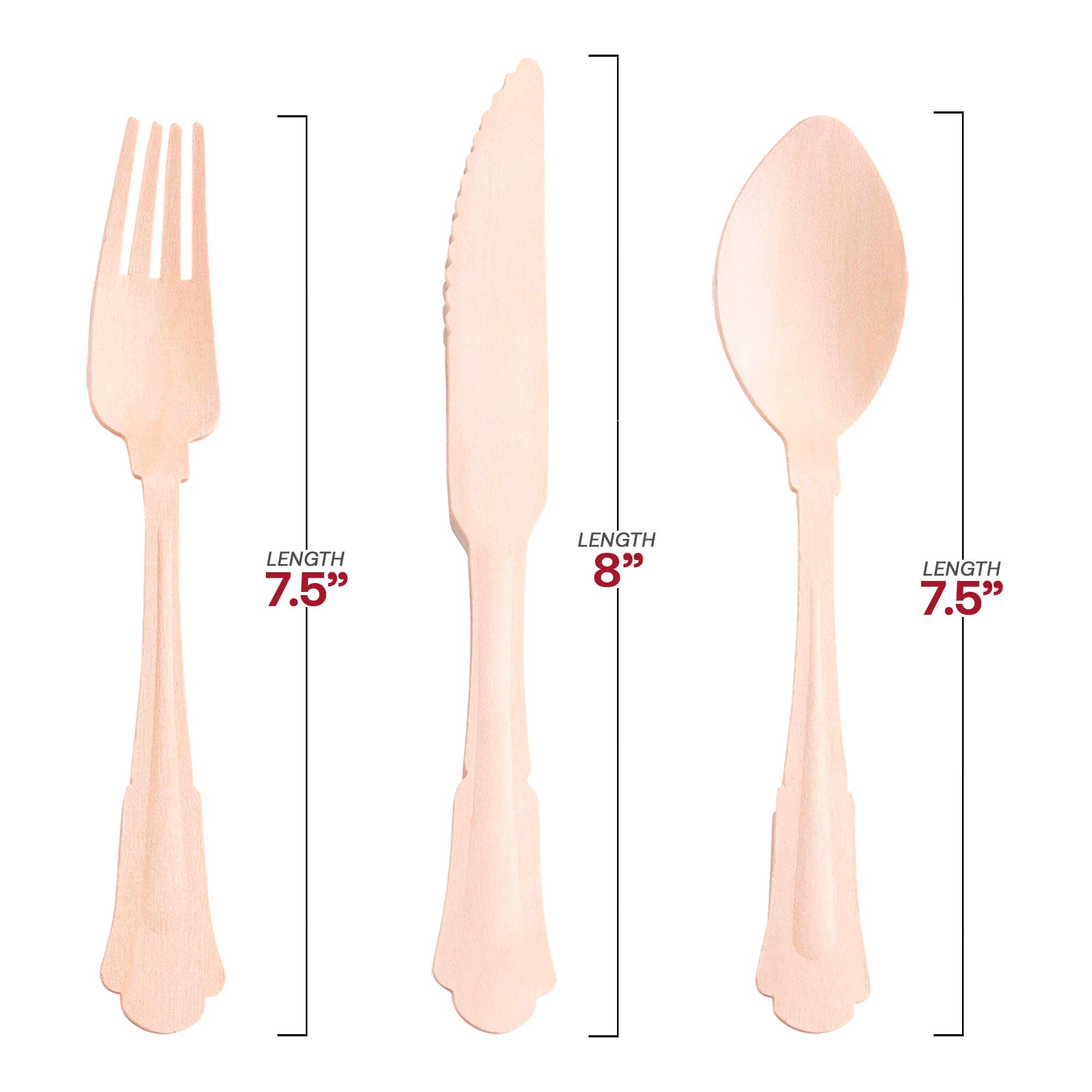 Smarty had a Party - Wholesale Assorted Cutlery Set - Silhouette Birch Wood Eco Friendly Cutlery Set - 600 Guests1