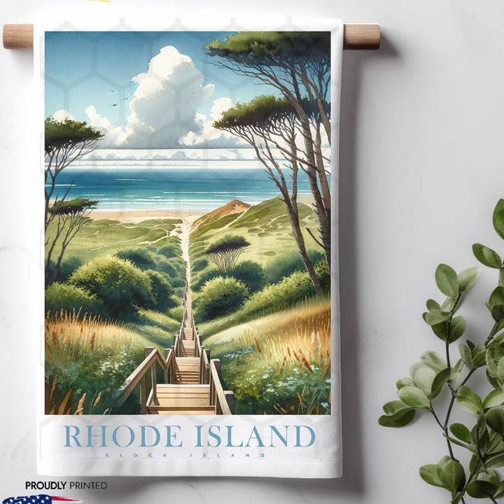 Rhode Island Landmark & Landscape Aquarell-Küchentuch für den Großhandel von ADDLE iNK
