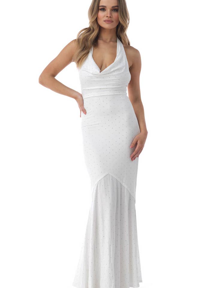 Vestido Maxi Jennerina Rhinestone por atacado de SKY