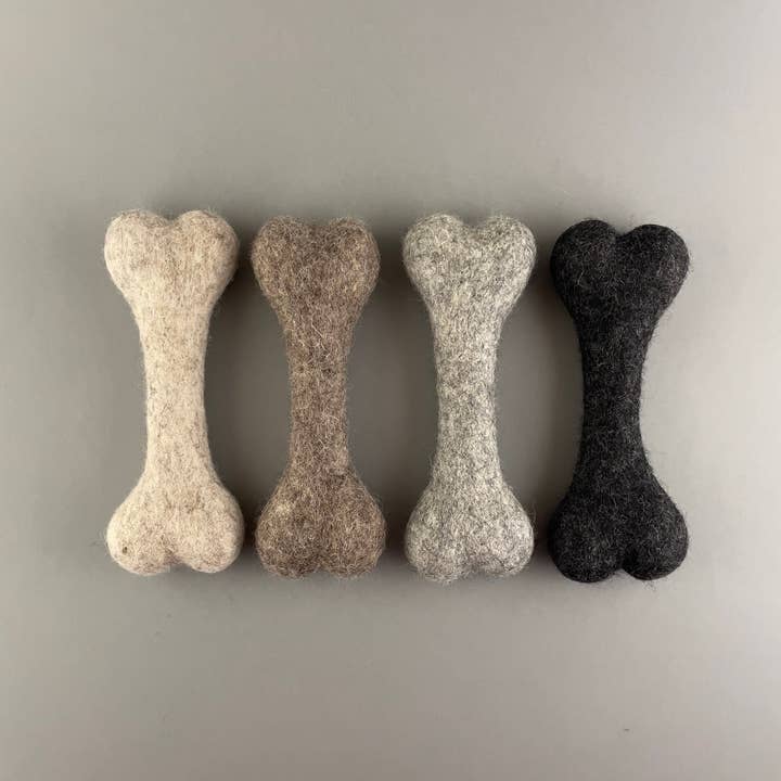 Pawsome Pet Toys - Vente Jouet – chien - Jouet os en laine feutrée pour chien, parfait pour jouer en intérieur, UN PIÈCE1