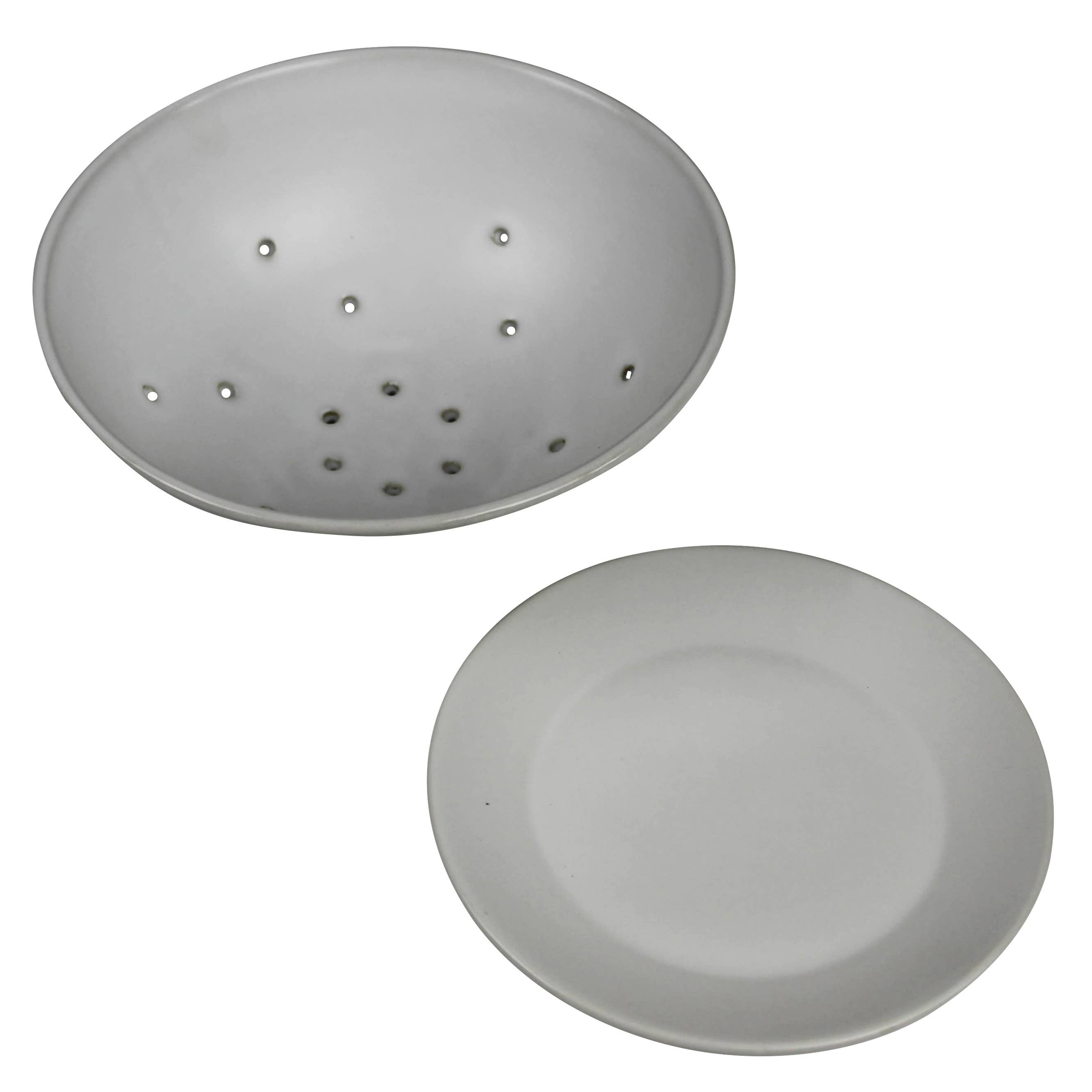 HomArt – wholesale Skål – Drift bärskål med fat i keramik, matt vit glasyr2