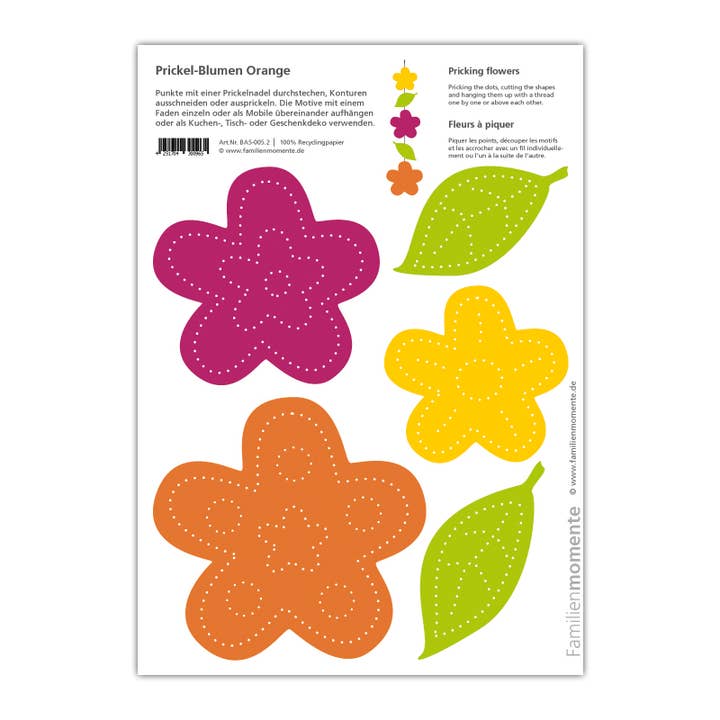 Pysselark Prickel-blommor Orange, lösa, från 10 stycken för wholesale av Familienmomente
