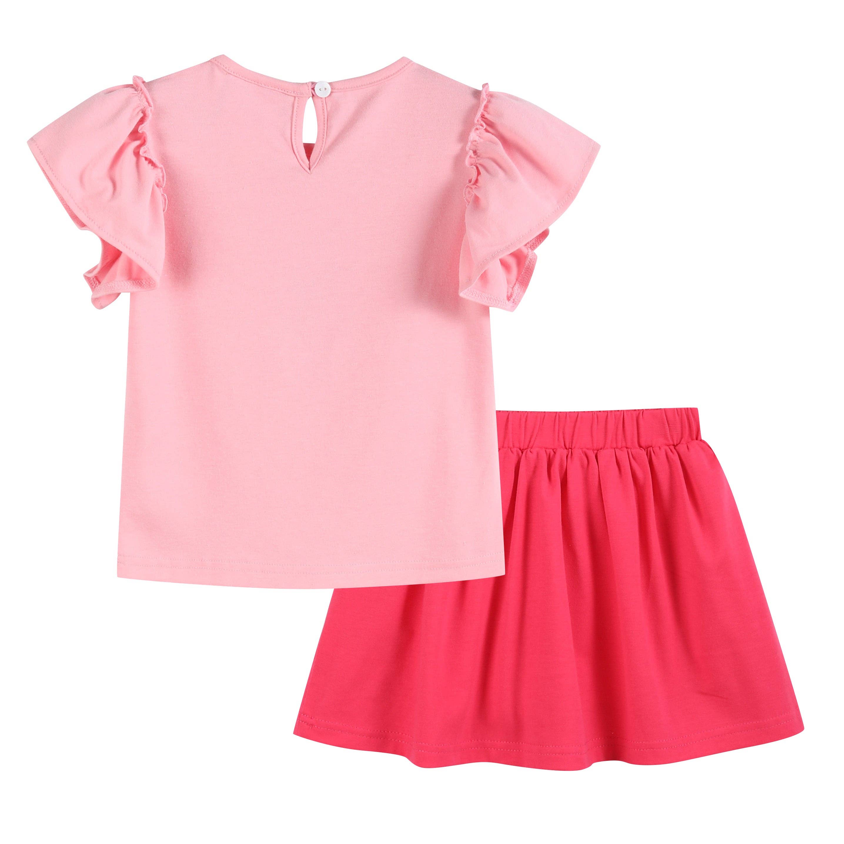 Lil Cactus - Venta al por mayor Conjunto de camiseta y falda - Niños - Conjunto de Top con Volantes y Falda-Pantalón Rosa para Cumpleaños de Niña1
