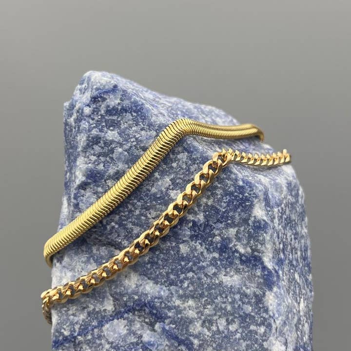 Something Silver - Wholesale Link & Chain Bracelet - 4mm Sterling Silver Oval Snake Chain Bracelet1