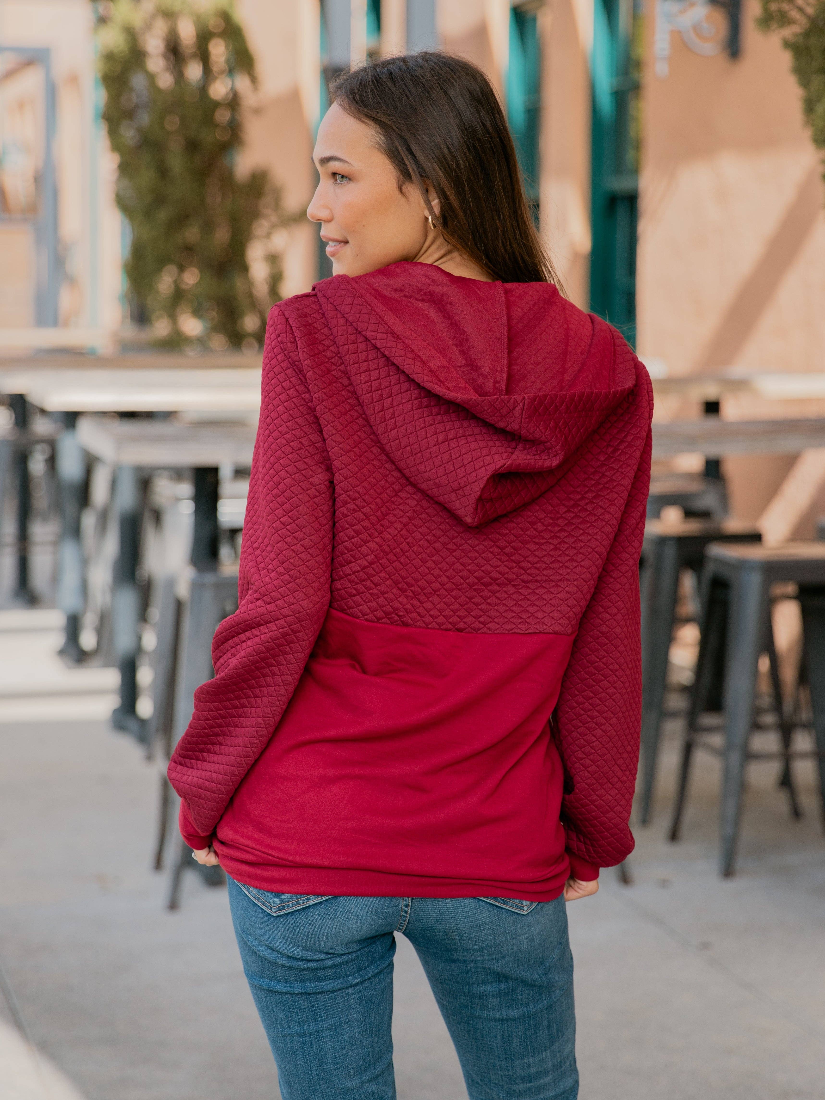 Tickled Teal - Wholesale Hoodie - Women's - Contrast Quilted Zip Up Hoodie2