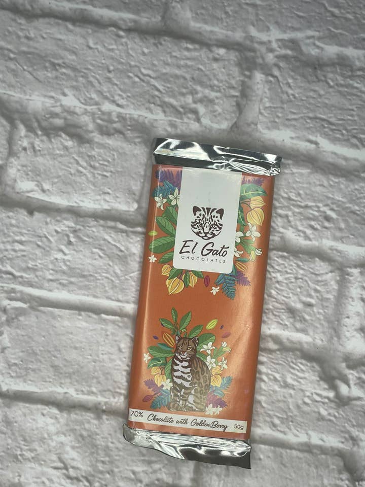 50g Chocolate com Physalis 70% Cacau por atacado de El Gato Chocolates