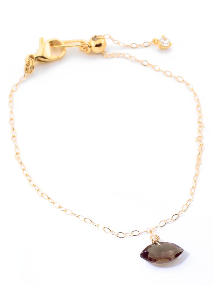 Smoky Quartz Marquise Gold-filled Chain Bracelet for wholesale by Iggi