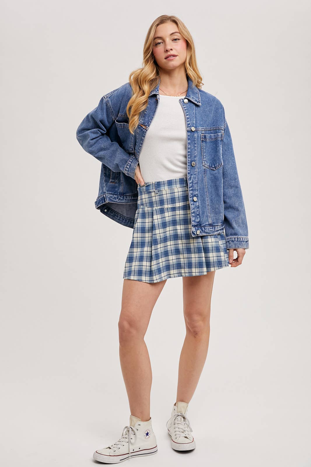 Bluivy - Venta al por mayor Cazadora vaquera - Mujer - Chaqueta oversized de mezclilla con botones50