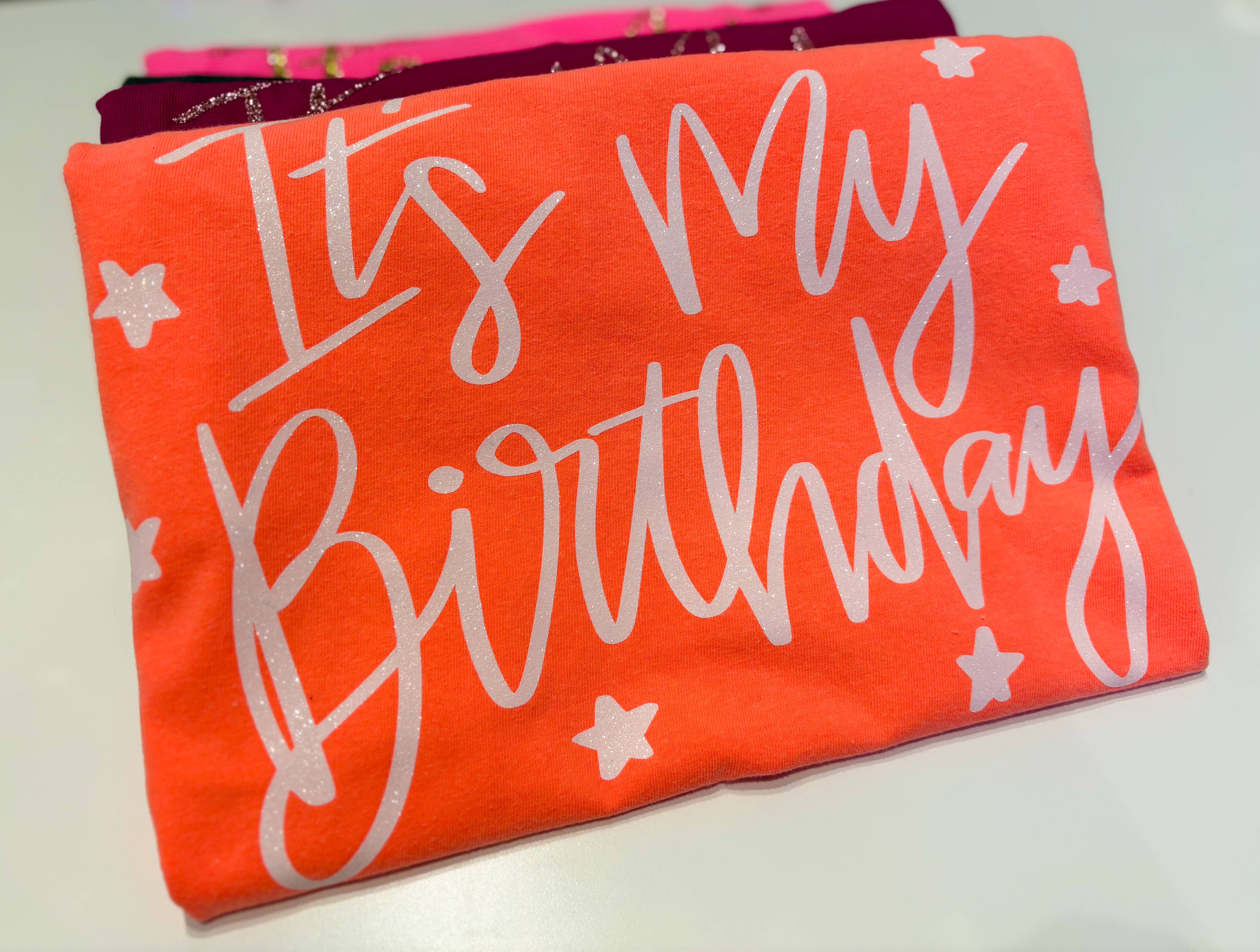 Graphic Tees & Co. - Wholesale Screen Printed T-Shirt - Women's - It's My Birthday Glitter Tee | Birthday Gift2