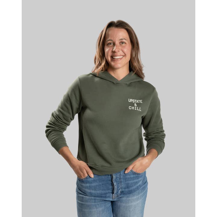 Women's The Heart: Upstate & Chill Hoodie - Military Green for wholesale by Hamilton & Adams