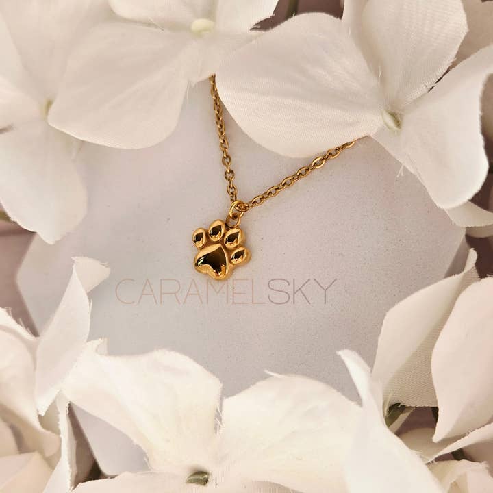 Caramel Sky - Wholesale Pendant/Charm Necklace - Paw Print Necklace – Gold or Silver Finish, Pet Lover's Gift1