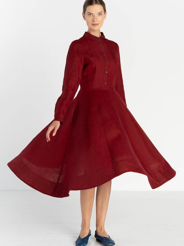 Son de Flor - Wholesale Dress - Women's - Frida – Linen Dress with Shirt Collar6