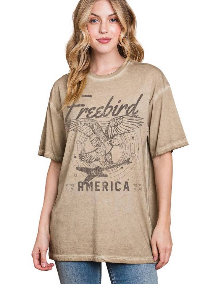 Free Bird America Vintage Graphic S/S Lunar Dye Tee for wholesale by Foryeri