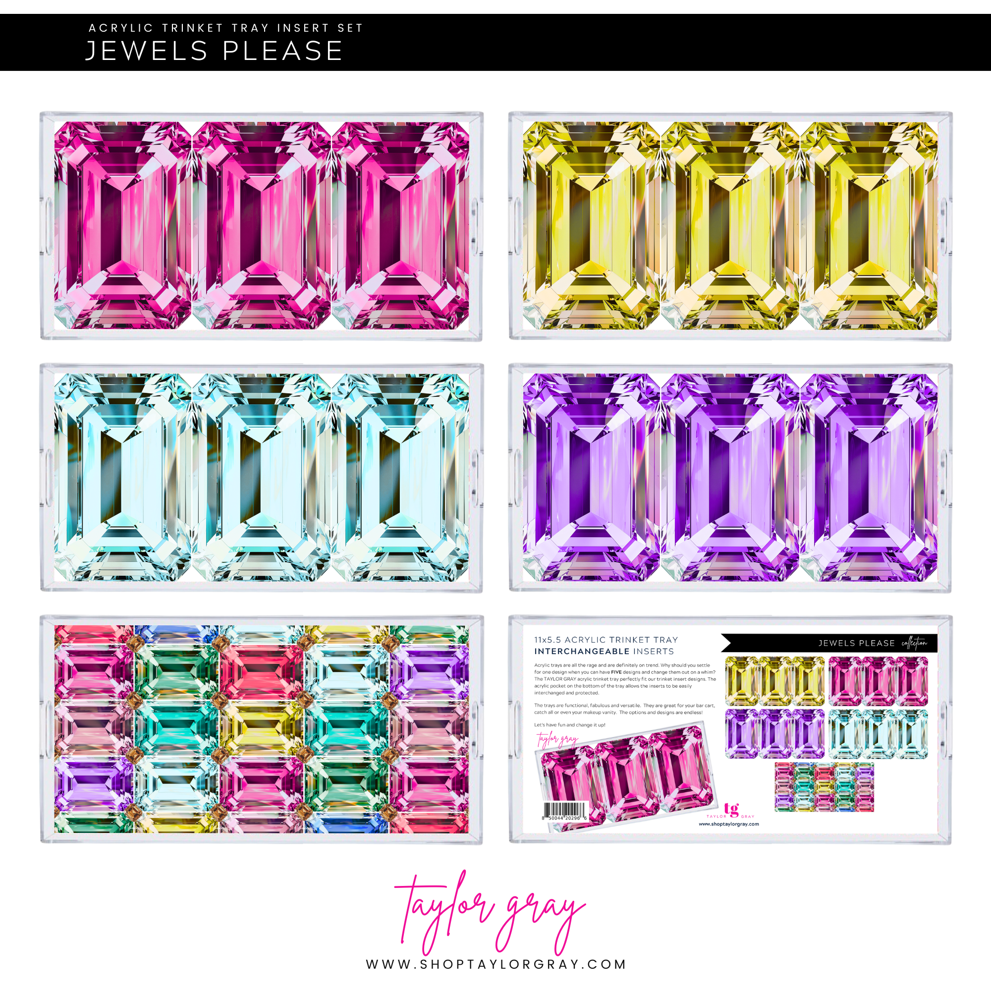 TAYLOR GRAY - Wholesale Decorative Tray - 5.5x11 JEWELS PLEASE trinket tray insert set of 51